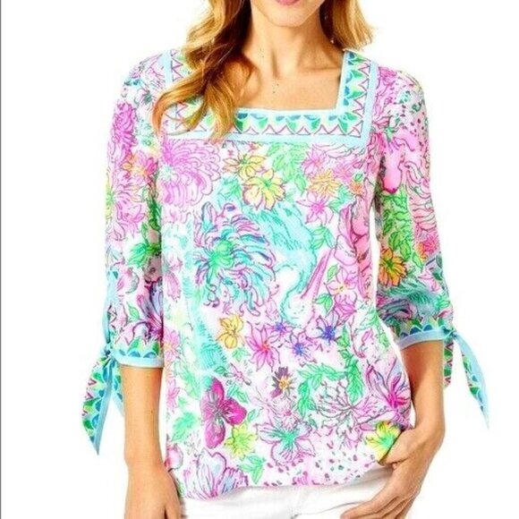 Lilly Pulitzer Madge Top Floral Blouse Size S - Picture 8 of 9